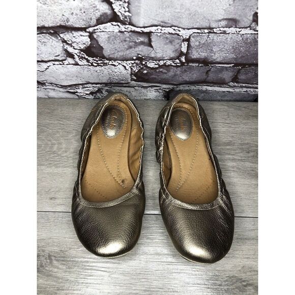 Clarks Artisan Bronze Gold Leather Casual Ballet Flats Shoes Women Sz 8M US/39EU - Picture 10 of 16